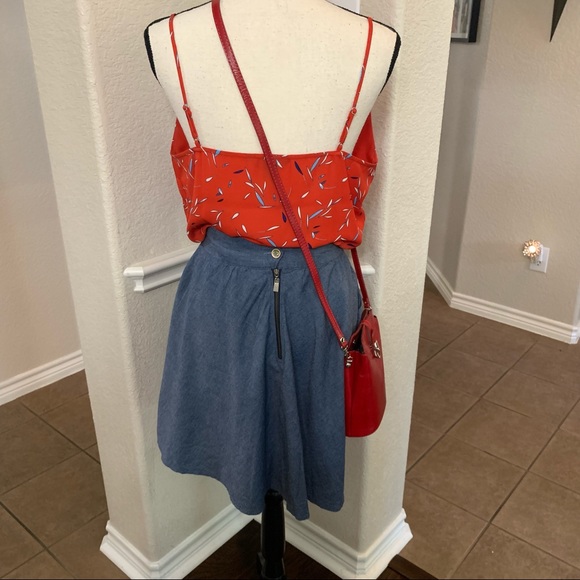 red Italian leather crossbody bag - Picture 5 of 14